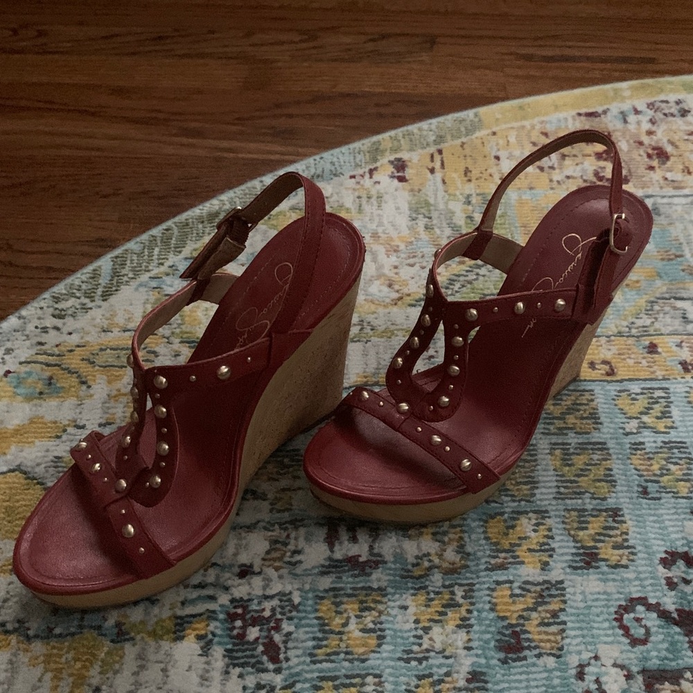Red Jessica Simpson wedges